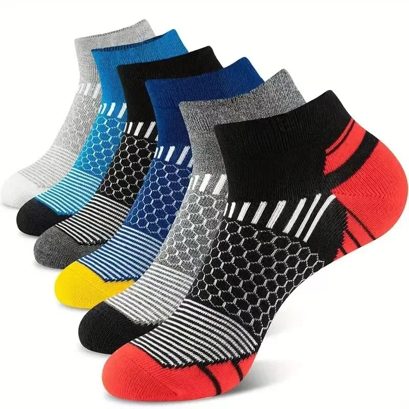 6 Pairs Men\'s Short Sports Socks - Moisture-Wicking, Breathable, All-Season Athletic Socks