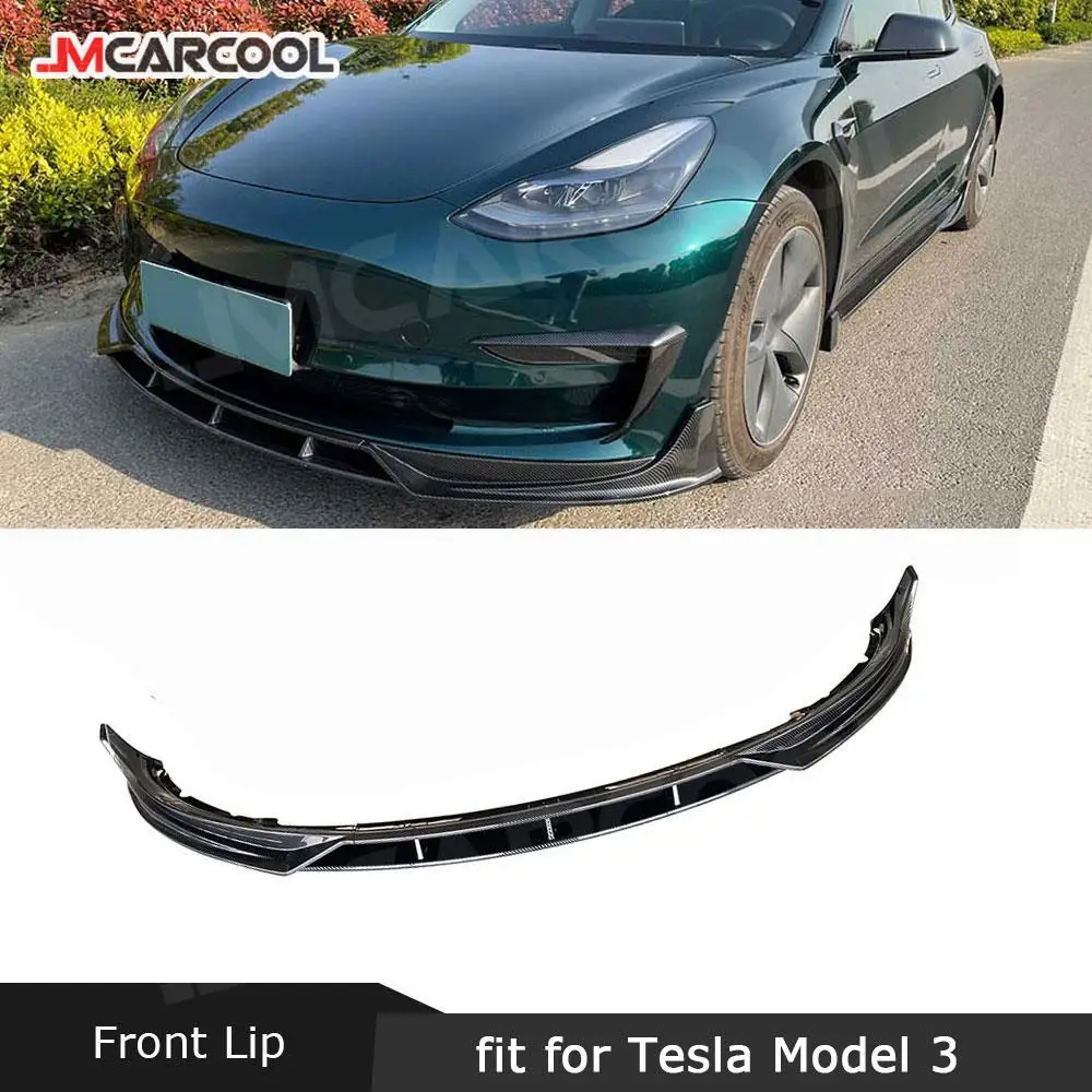 

JMCARCOOL Car Front Bumper Spoiler Lip Splitter Body Kit Bumper Lip Chin Diffuser Guard For Tesla Model 3 3Pcs Gloss Black