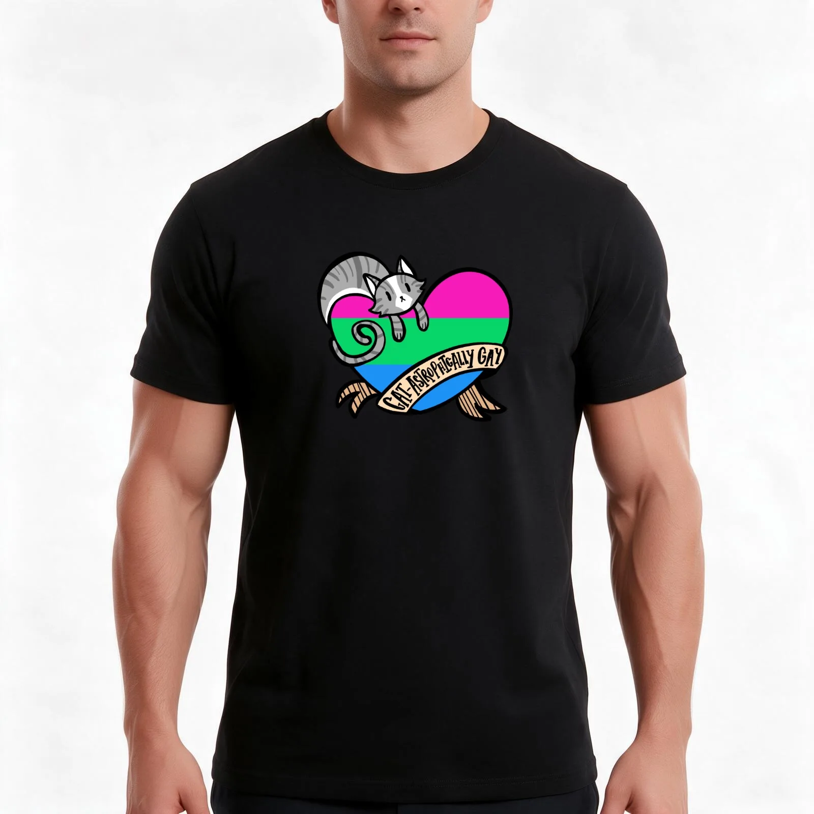 Cat-astrophically Polysexual T-Shirt, Summer Casual Cotton Tee, Oversized Streetwear Tops, Vintage Graphic Print, 100% Cotton