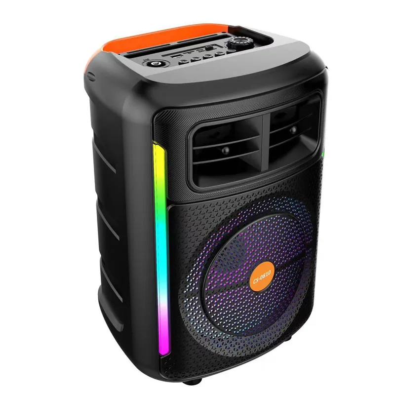 8inch Wireless Portable RGB Lighting Home KTV Karaoke FM Bluetooth Speaker Subwoofer Heavy Bass Sound System Outdoor Party