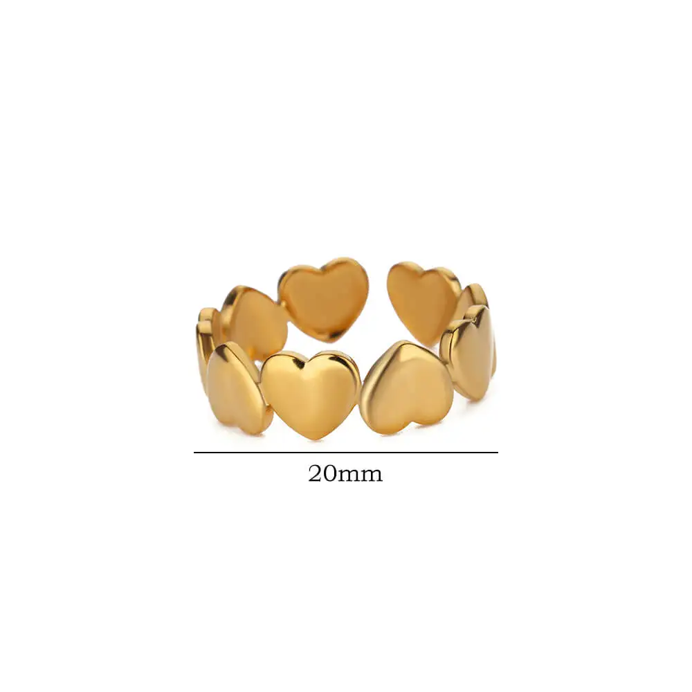 Anelli a cuore per le donne anello di apertura a cuore in acciaio inossidabile Color oro accessori estetici per matrimoni regalo di gioielli per