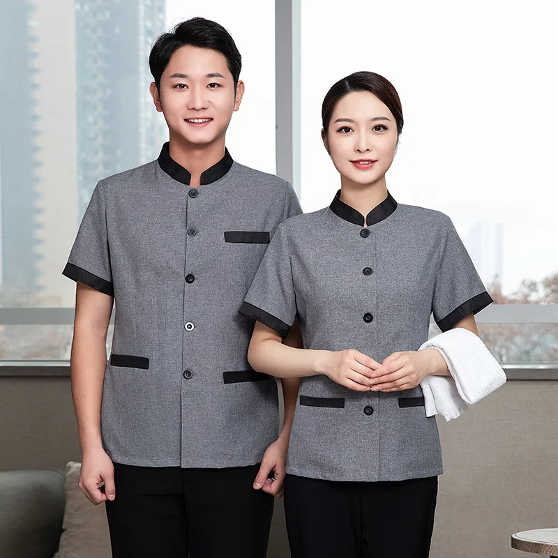 Hotel Cleaning Work Uniform Short Sleeve Summer Guesthouse Room Attendant Female Property Community Cleaning Auntie Cleaning Uni