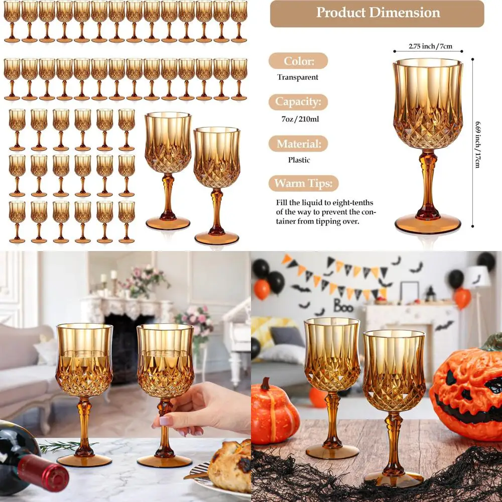 Unbreakable Plastic Vintage-Style Wine Glasses - Reusable Crystal Water Goblets for Weddings and Everyday Drinking