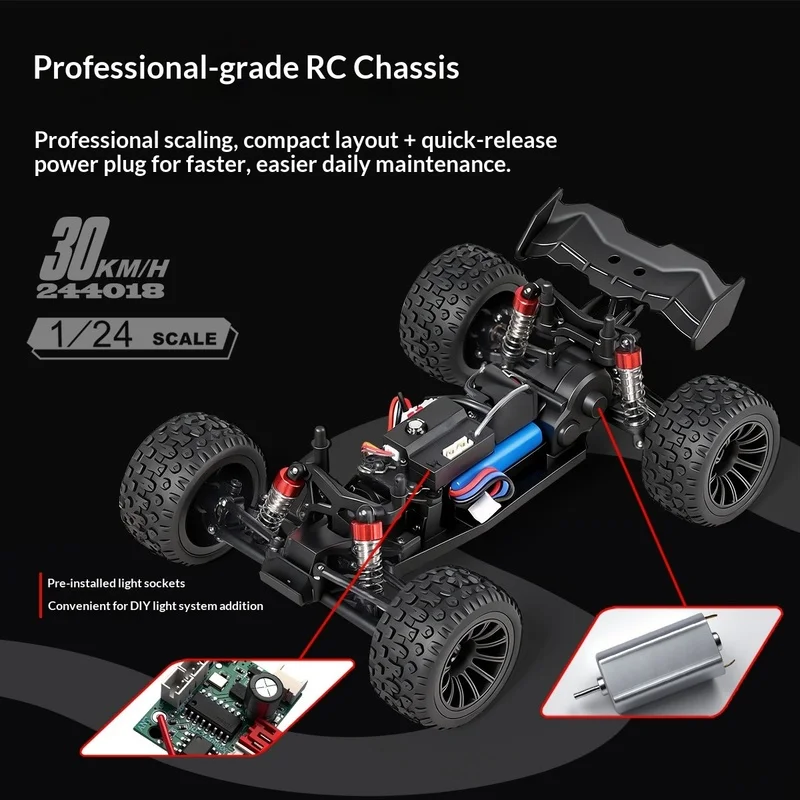 High Speed WLtoys 244018 1:24 2WD Full Proportional RC Car Off-road Monster Truck Racing Vehicle Boys Hobby Toy For Outdoor Play