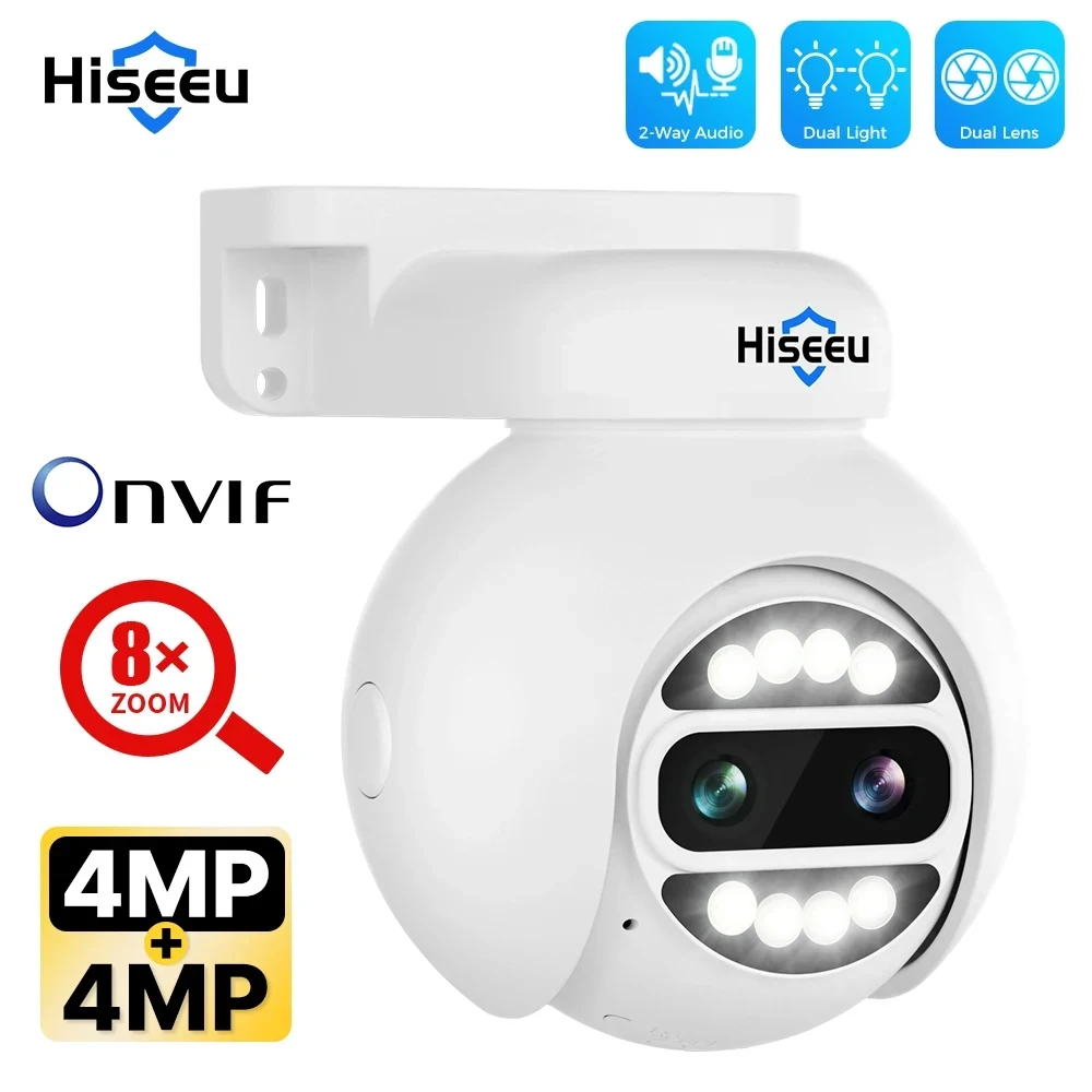 

Hiseeu 8MP 8X Zoom Dual Lens POE PTZ IP Camera 4K 4MP+4MP Color Night Vision PTZ Security Video Surveillance CCTV Cameras XMEye