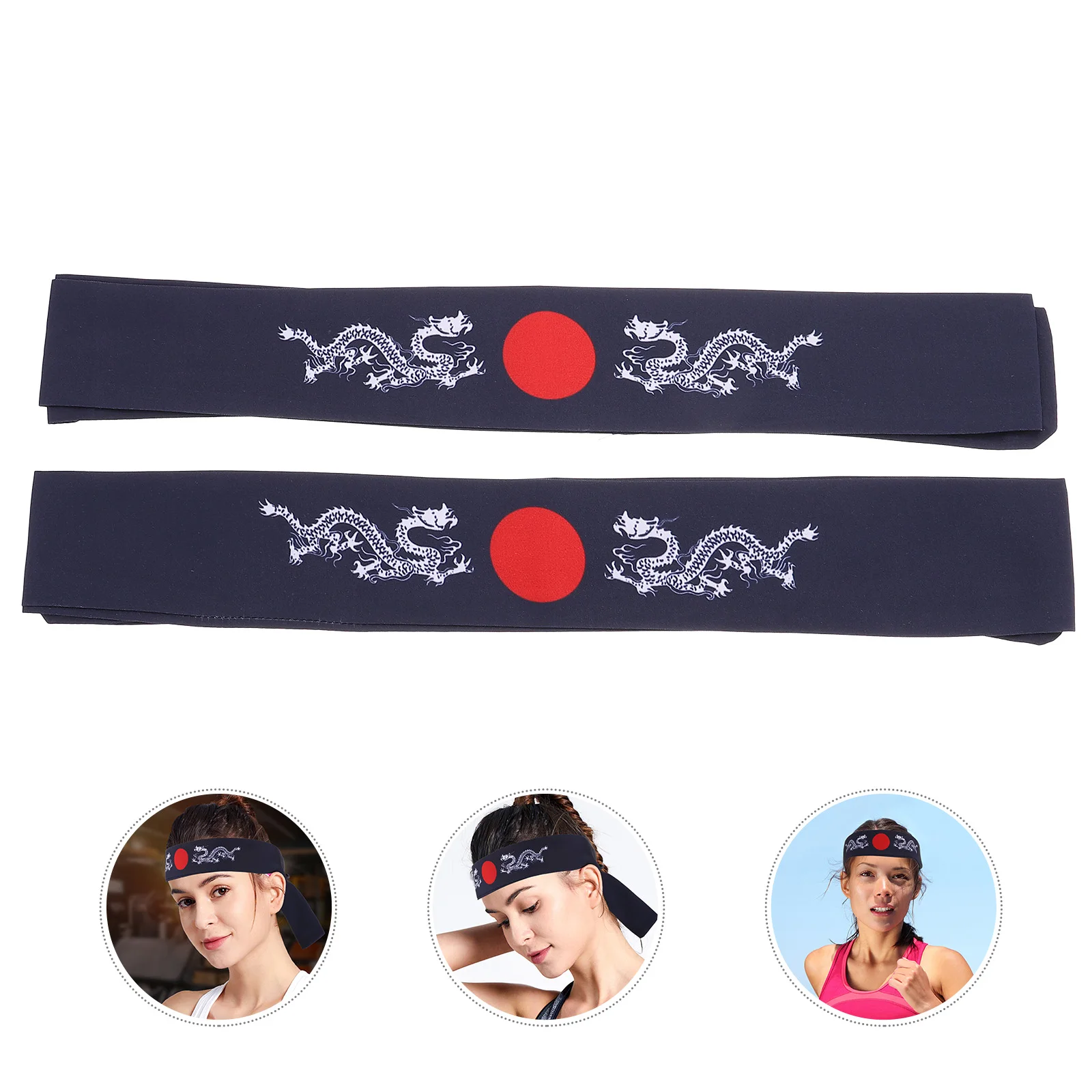 2Pcs Bushido Headband Japanese Style Sports Headband for Running Exercise Karate Training Yoga Fitness Workout Cooking