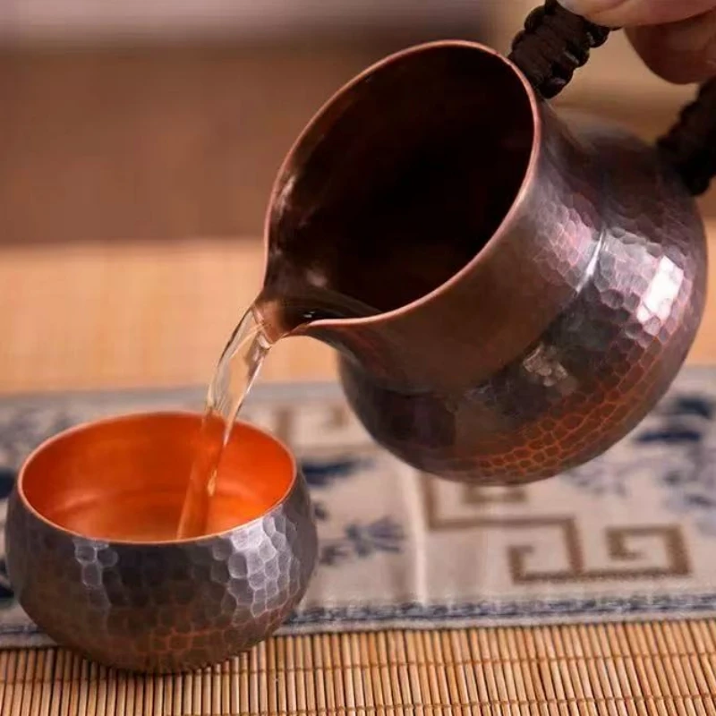 يدويا النحاس النقي القهوة القدح الإبداع الرجعية نسج مقبض موسكو المياه البغل الإفطار كوب موسكو درينكوير أدوات المائدة