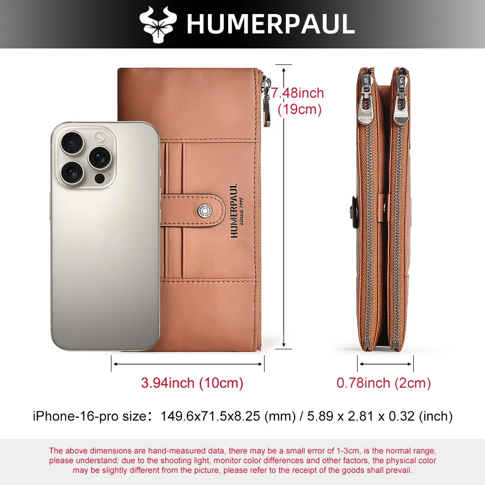 Real leather zipper ladies purse long double zipper large capacity mobile phone storage RFID multi-card handheld purse