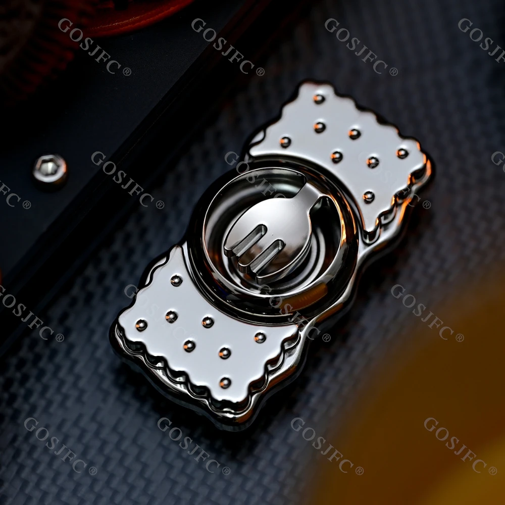 YOUBING EDC Biscuit Spinner Fidget-Spielzeug für Erwachsene Zweiflügeliger Fidget-Spinner zur Angstlinderung Edelstahl-Spinner