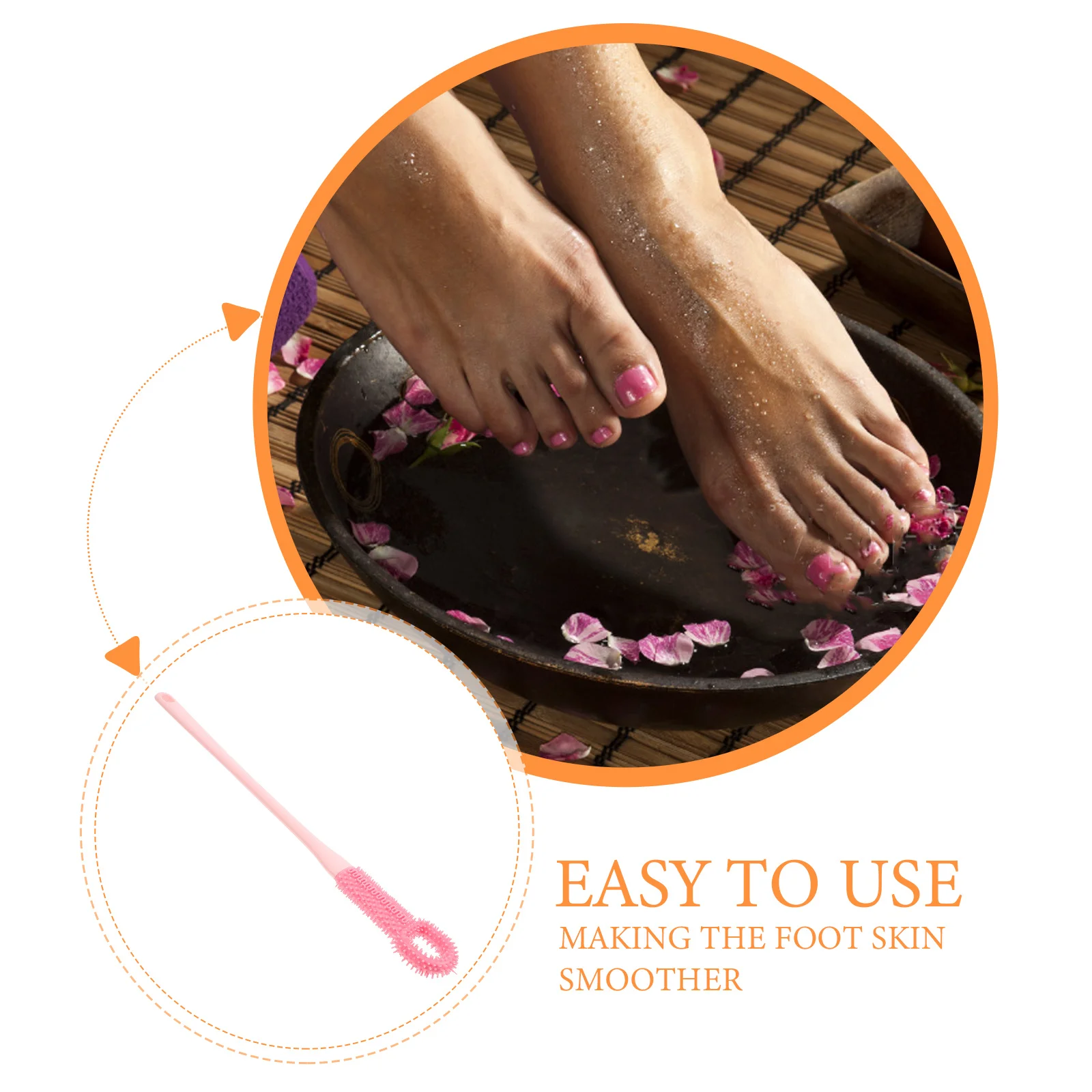

Foot Brush Soft Bristles Pink Ergonomic Handle For Shower Toe Cleaning Exfoliating Dead Skin Gentle Silicone Scrubber Tool