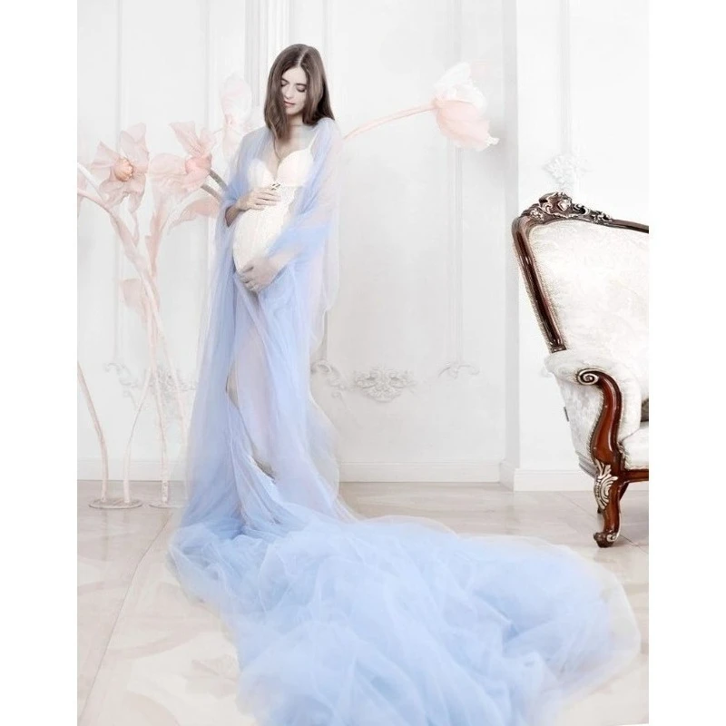 Тюлевое платье с запахом для беременных 10 м/5 м с разрезом спереди, прозрачное платье для фотосессии для фотографии беременных, прозрачное платье