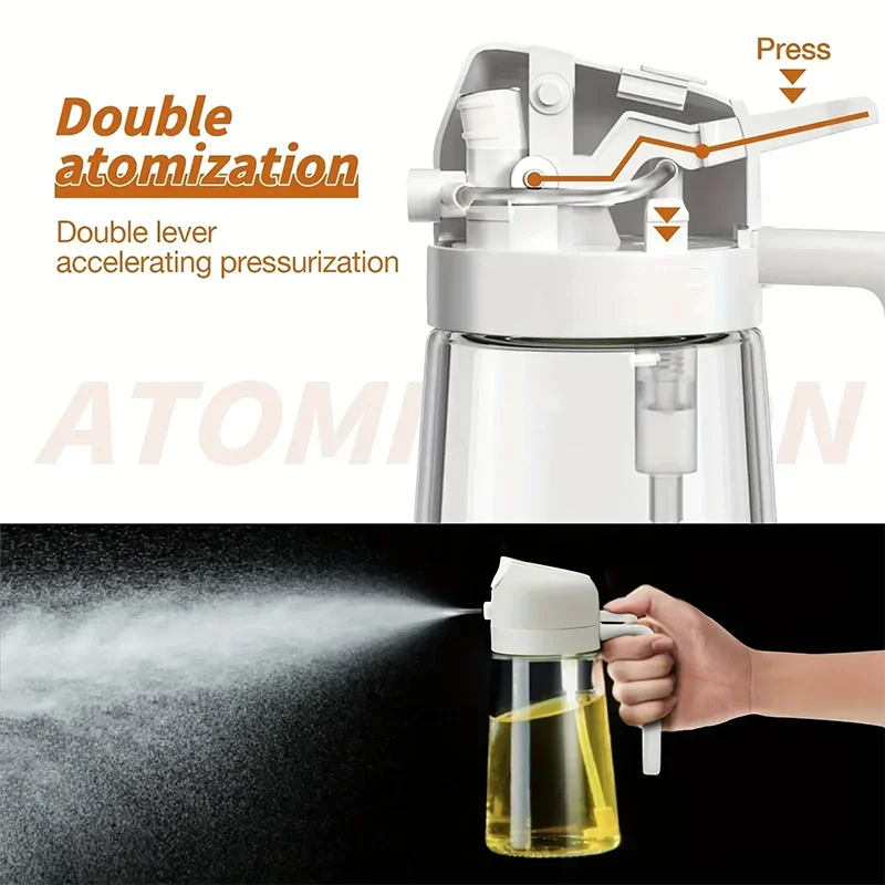 Multi-functional Kitchen Oil Bottle Spray Oil Pouring Two-in-one Food-grade Material Is Not Easy To Damage 500ML Large Capacity image 4