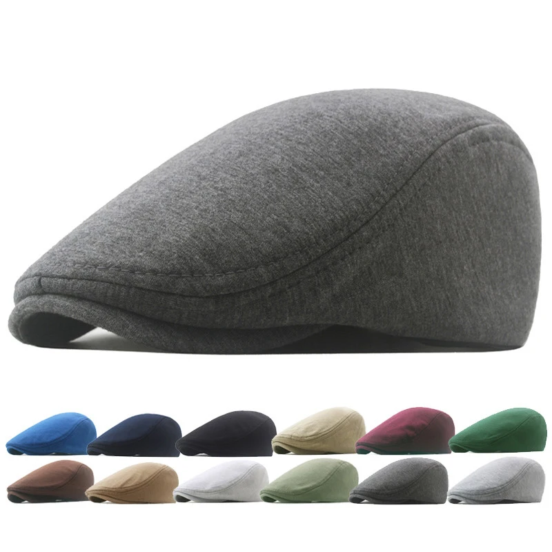 Cotton Newsboy Caps Peaked Cap Unisex Hat Soft Casual Beret Solid Men Women Retro Hat The Waiter Driver Flat Cap Summer Beret