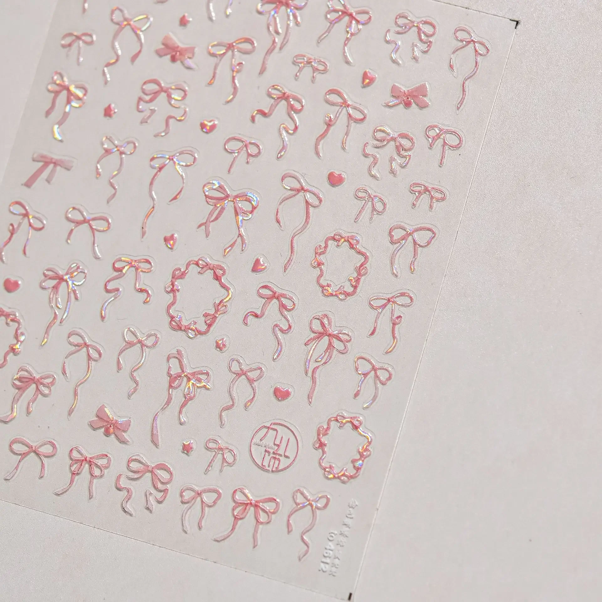 Kolorowa kokardka 5D jedwabna wstążka kokardka uroczy kwiat kwiatowy truskawka wiśnia miłość serce naklejka artystyczna do paznokci samoprzylepna naklejka do Manicure