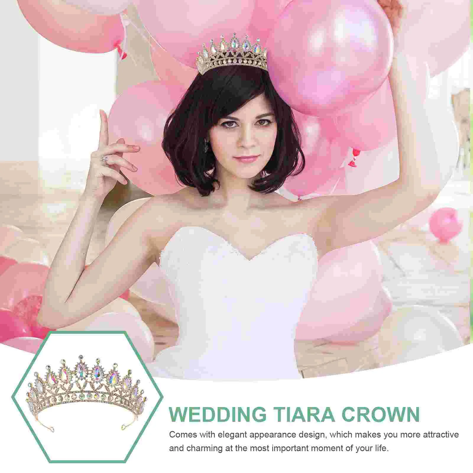 Tiara nupcial, decoración de boda, corona de diamantes de imitación, joyería para la cabeza, aleación de pelo, regalo femenino, accesorio exquisito para novia y mujer