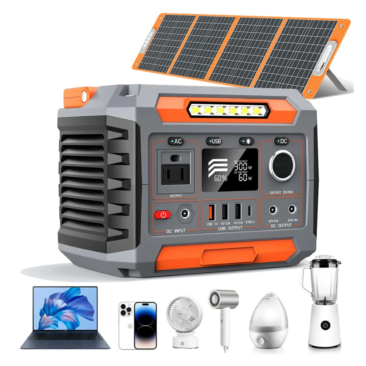 

300W 78000mAh Portable Power Station 110V/220V Power Bank 288Wh Solar Power Generator LiFePO4 Outdoor Energy For Camping Travel