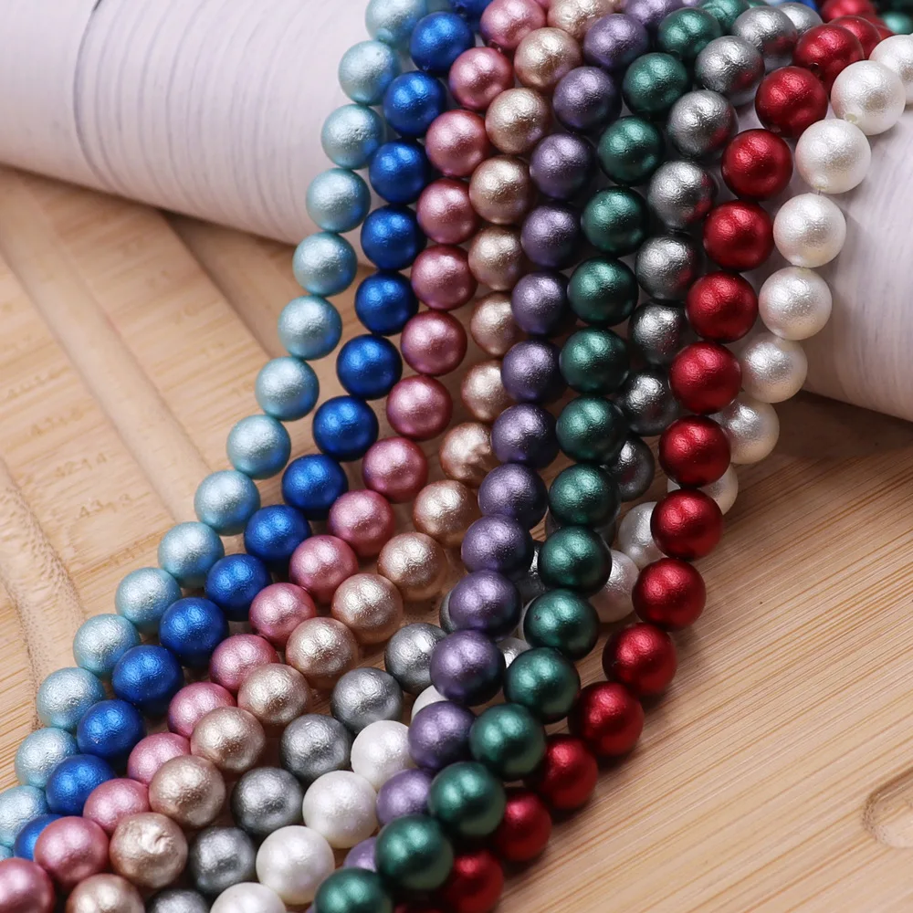 8mm Factory Stock Fish Skin Beads Imitation Cotton Pearls Haze Blue Wrinkle Bubble Glass Beads DIY Accessories