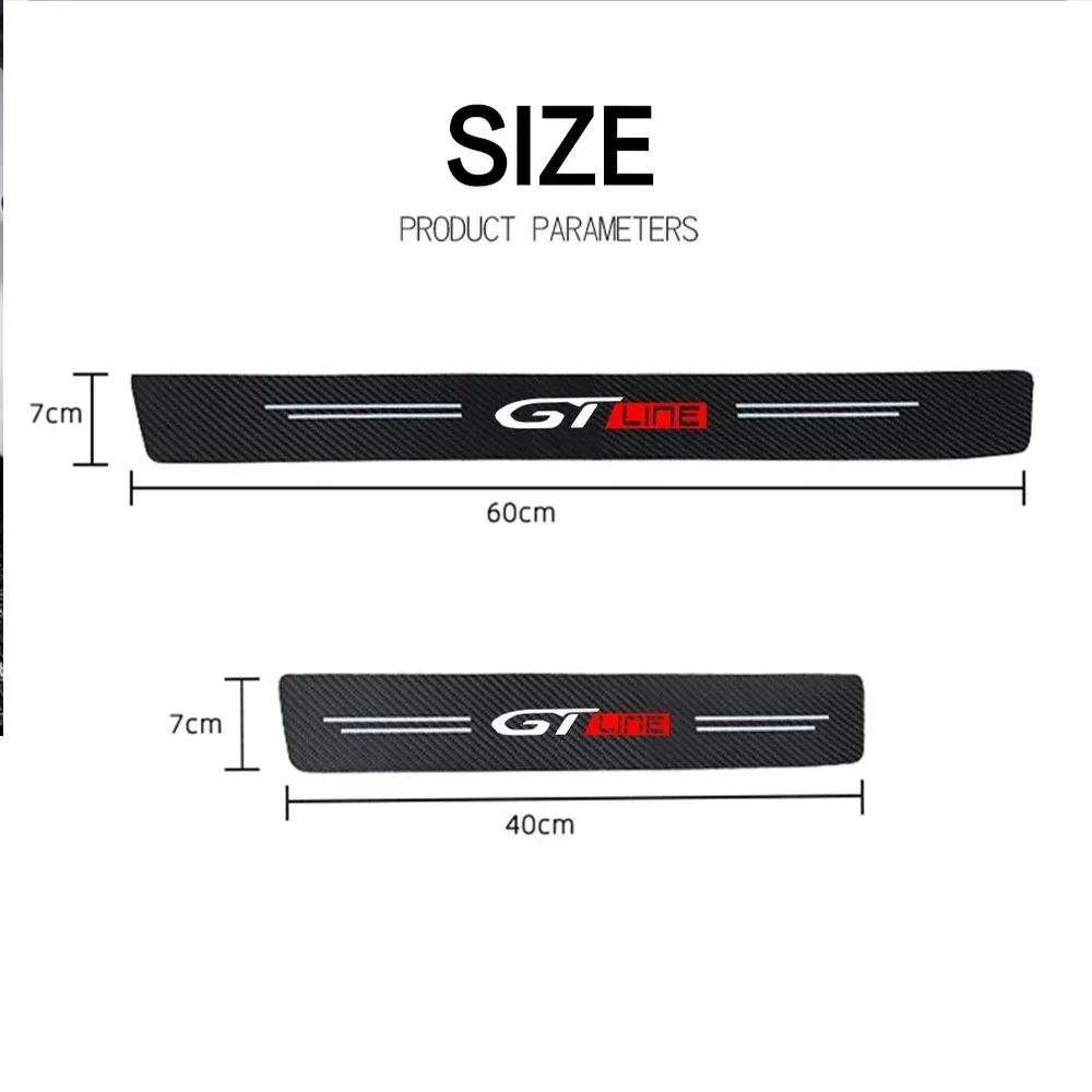 Carbon Fiber Car Door Threshold Sill Protect  Strip for Peugeot GTLine GT Logo 307 308 107 108 208 2008 3008 4008 508 RCZ Decals