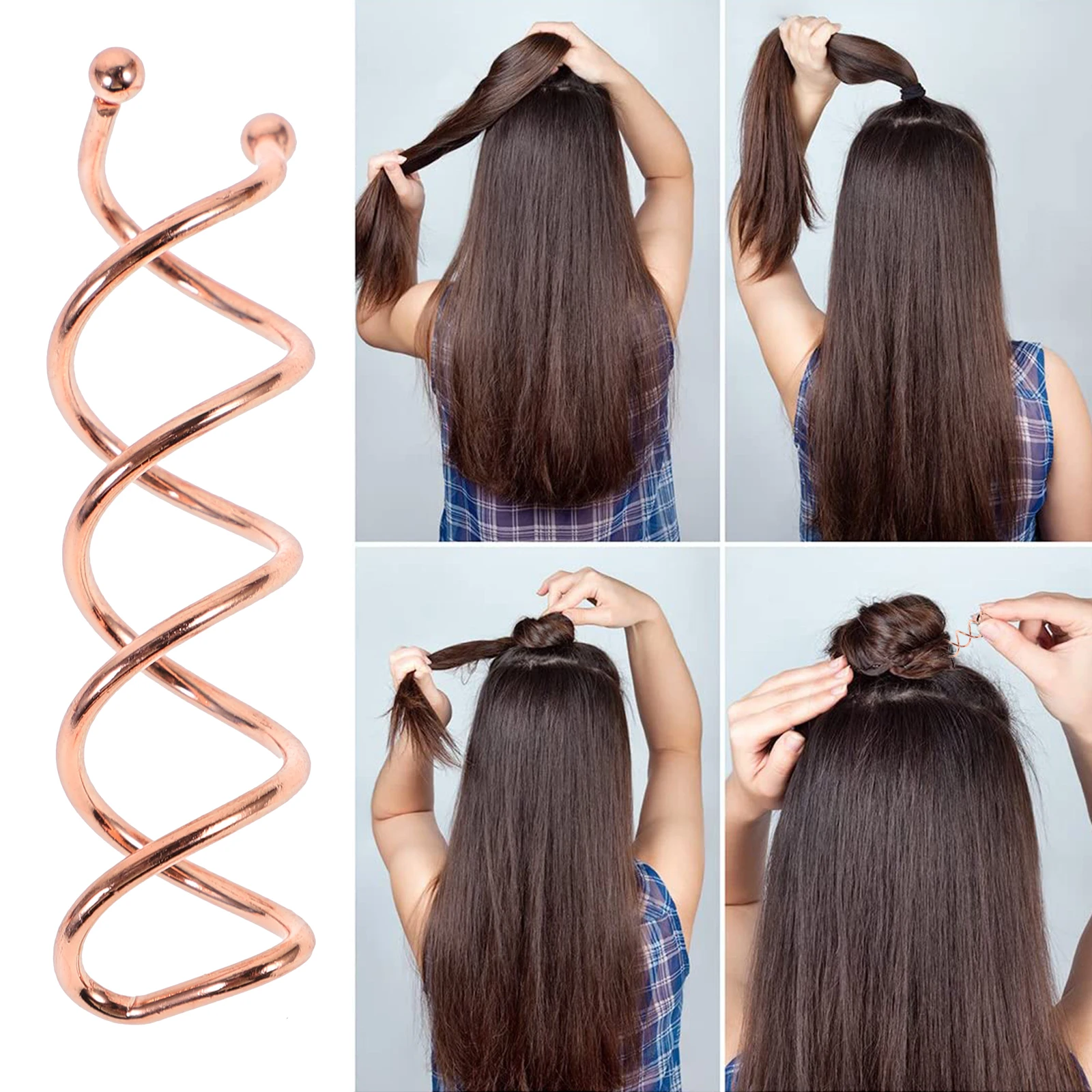 

20Pcs Spiral Hair Clips Simple Metal Hairpins for All Hair Types Long Hairs Easy Bun Styling Fast Secure Hold Women Girls Rose