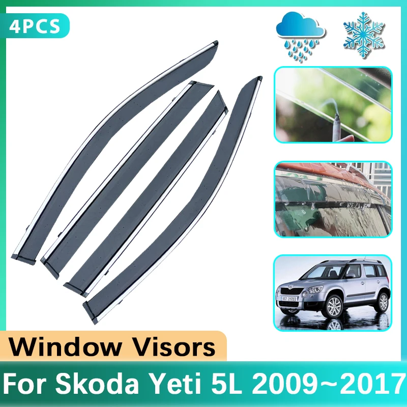 Car Side Window Visor For Skoda Yeti 5L Accessories 2009~2017 Windshield Rain Sun Guard Cover Deflectors Auto Stickers 2015 2016