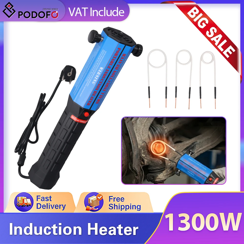 Chauffe-aimant à induction Podofo 1,3 kW, outil de démontage sans flamme pour vis rouillées, extracteur d'écrous, 3 bobines