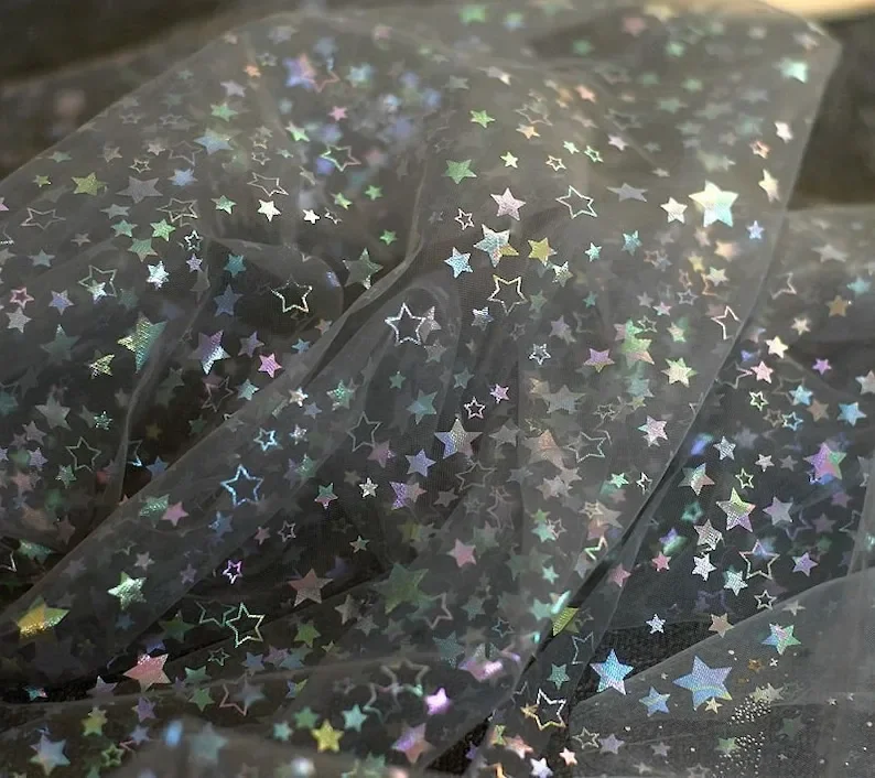 4 Colors Glitter print star lace fabric Colored stars tulle Fabric For Baby Tutu Dress, Gowns, Wedding Veil, prom dresses