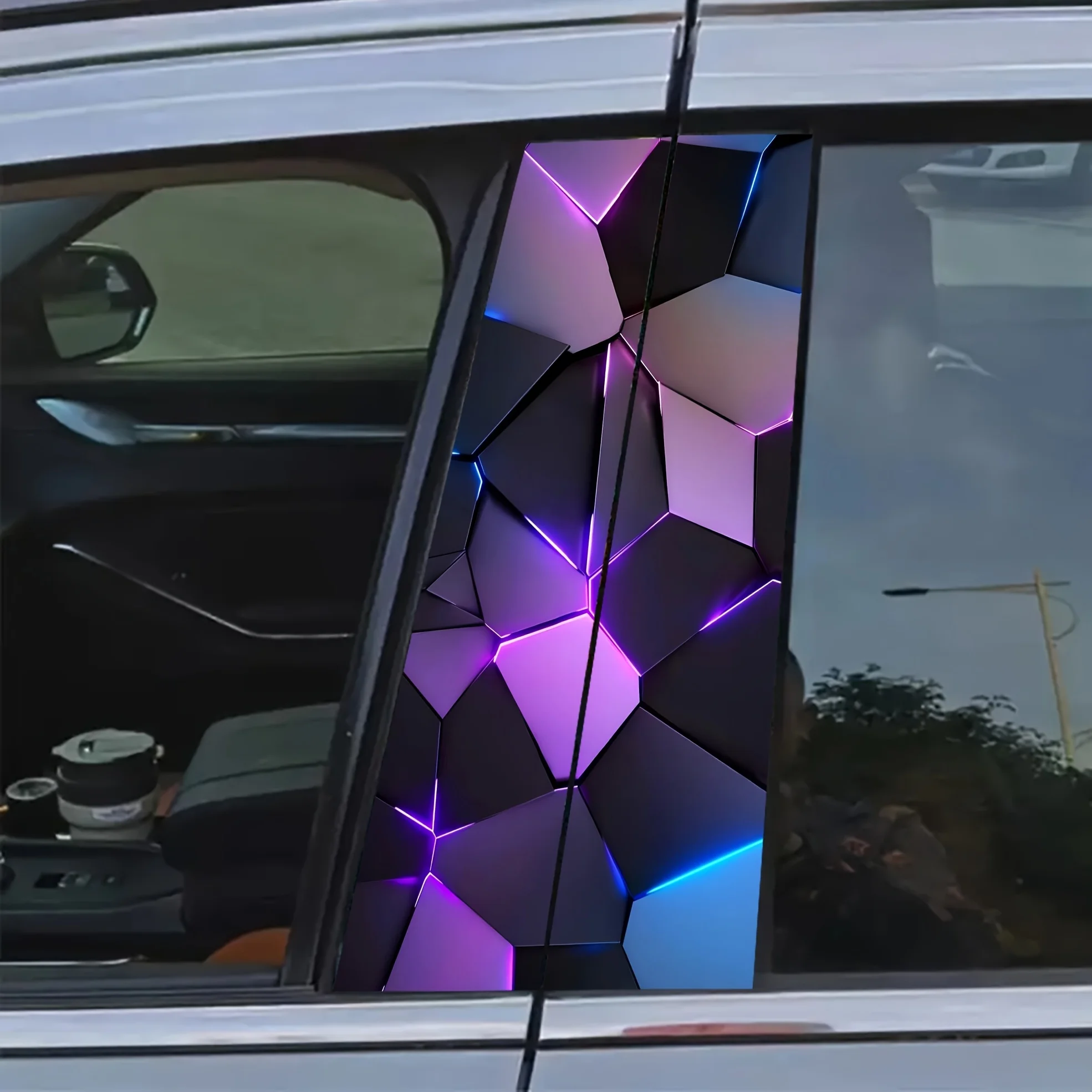 Set of 2 laser-cut irregular checkered vinyl car decals, easy to apply with self-adhesive backing, scratch-resistant,