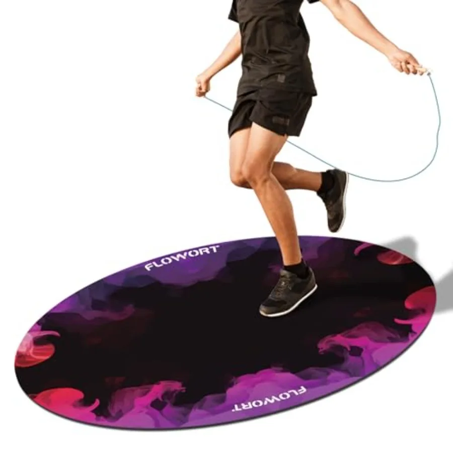

Cheete Jump Rope Mat Large Rubber Exercise Mat Indoor Outdoor Shock Absorbing Mat Non-Slip Oval Design for Floor and Rope Prote