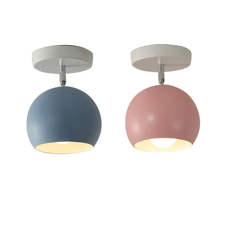 

Macaron Multicolor Modern E27 Rotatable LED Ceiling Lamp Creative Round Iron Ceiling Light For Indoor Aisle Apartment Hotel Cafe