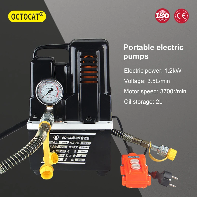 

Portable Electric Hydraulic Pump 220V 110V Oil Pressure 1.2KW 3700r/min Hydraulic Station Electric Solenoid Valve Hydraulic Tool