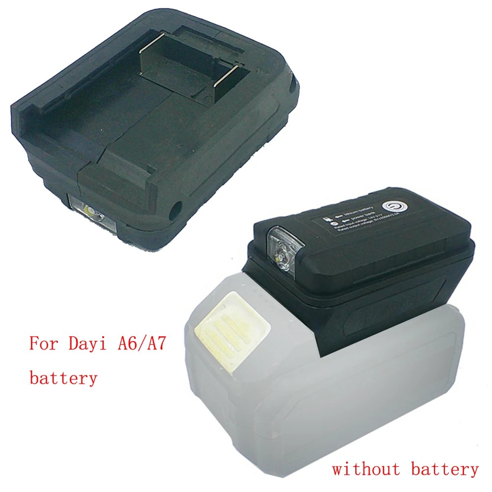 

18V To USB Adapter With LED Light For Dayi A6/A7 Power Tool Battery, 5V 2A Converter Charger Flashlight Torch