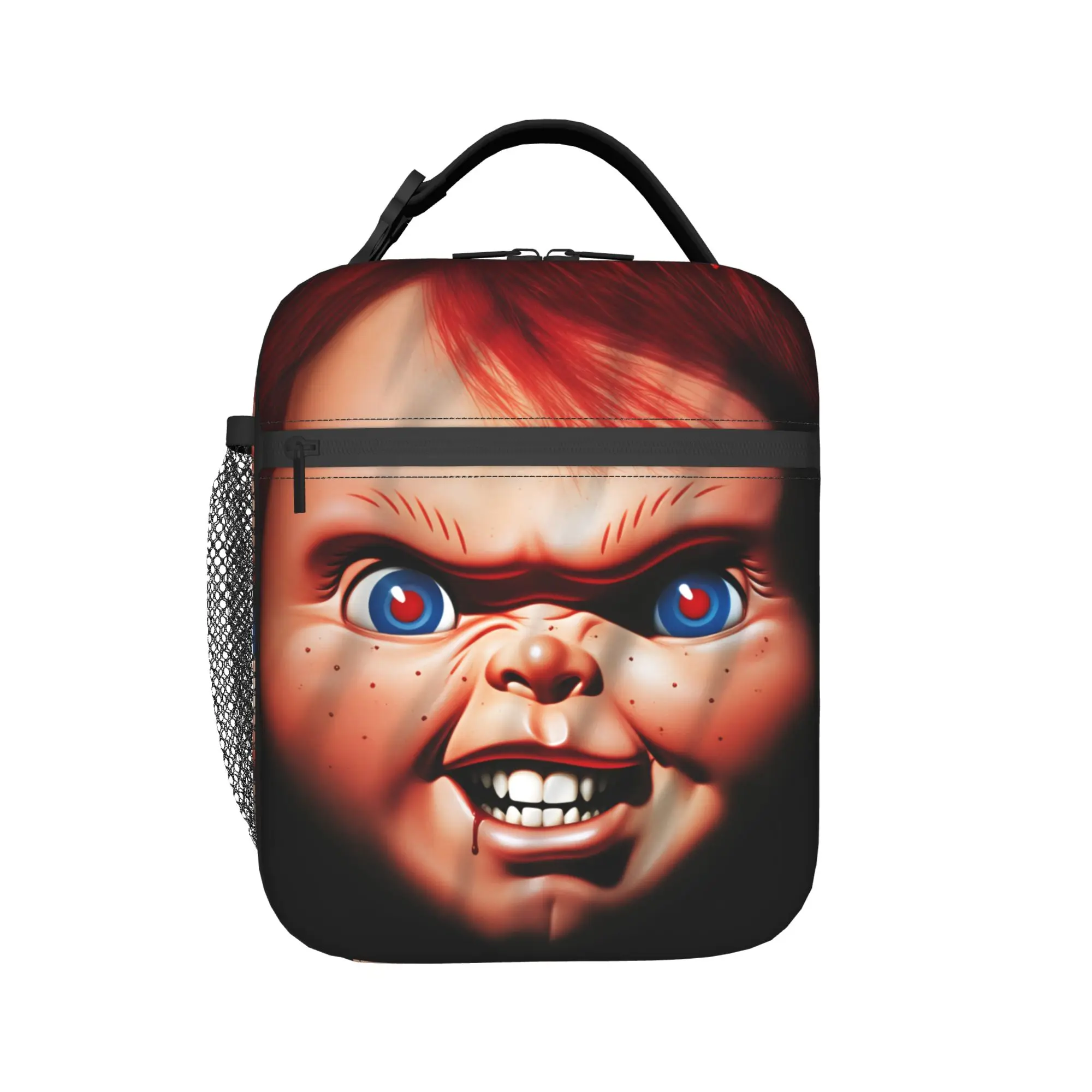 Horror Killer Chucky Lunch Bag Aesthetic Picnic Lunch Box Graphic Design Portable Zipper Cooler Bag
