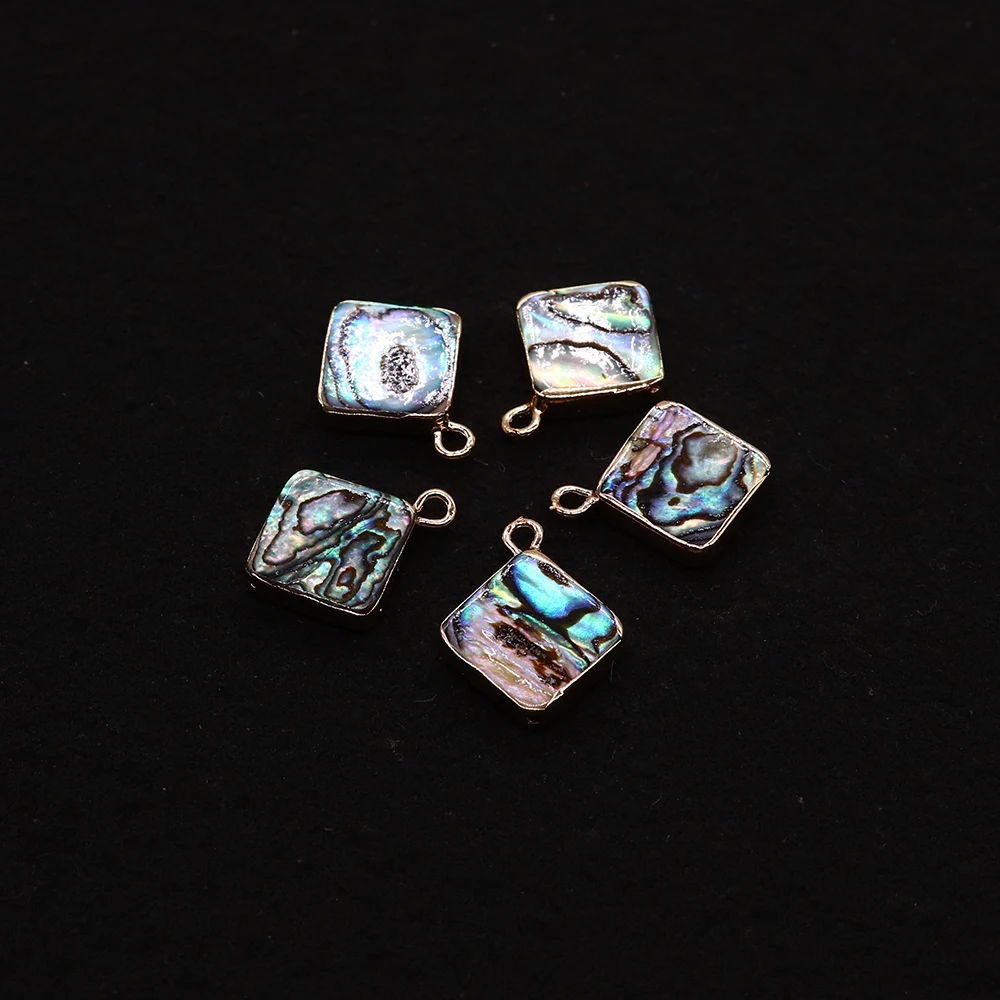 

4PCS Hot Selling Natural Freshwater Abalone Shell Square Shaped Small Pendant 16x19mm Jewelry Making DIY Earrings Necklace