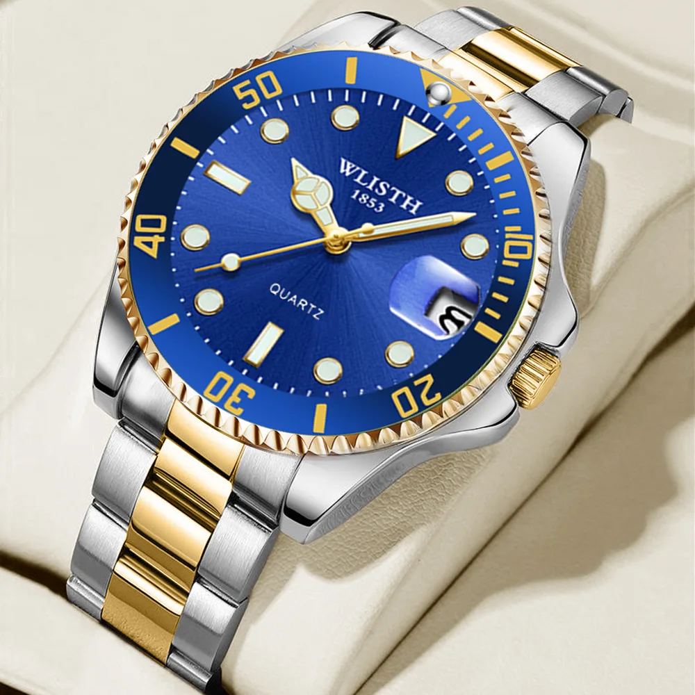 

WOLISH Luxury Submariner Watch - Steel Band Luminous Calendar Watch, Waterproof Diver Men's Watch