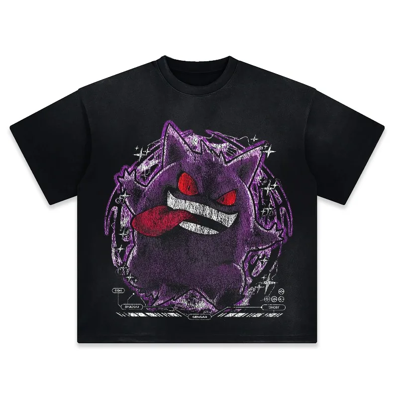 

Летние мужские и женские футболки японского аниме Покемон Генгар графическая одежда Harajuku Y2K негабаритные топы из 100% хлопка с половиной рукавов