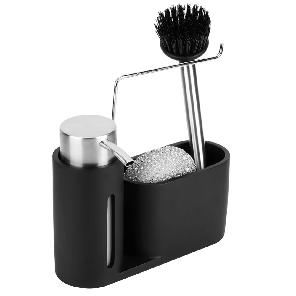 Resin + Stainless Steel 304 Soap Dispenser Easy To Press 250ml Sink Caddy Matte Black Dishwashing Accessories Dishwashing Use