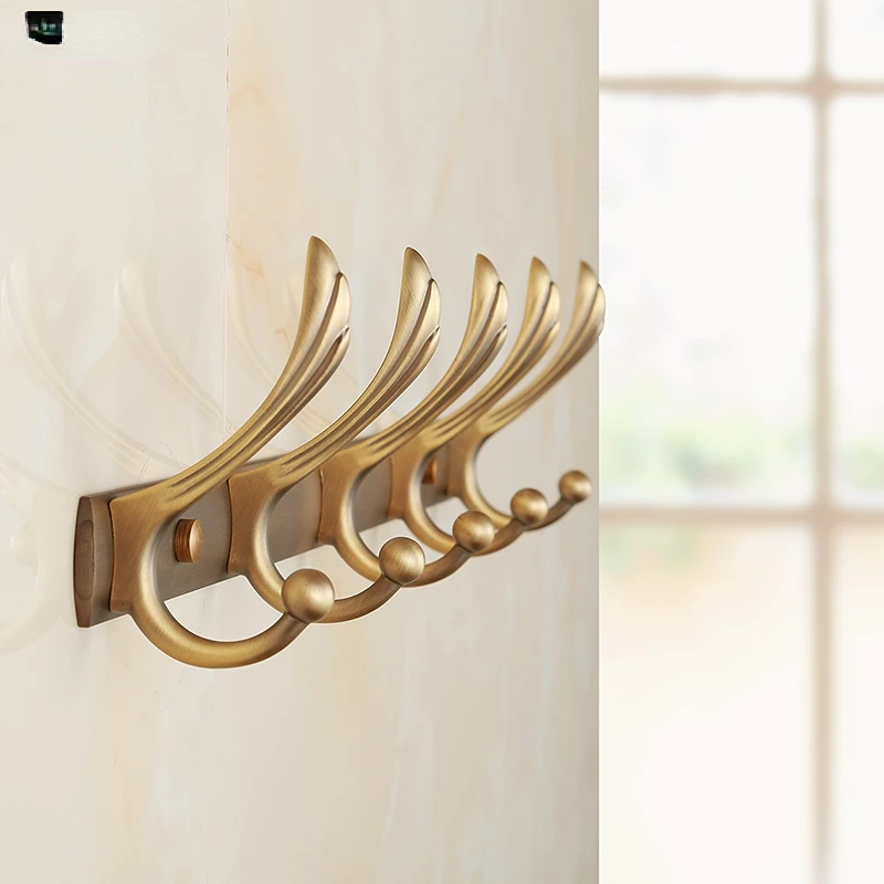 Gold clothes hook European antique hook Row hook Clothes hook Clothes hook Clothes wall hanging bathroom door