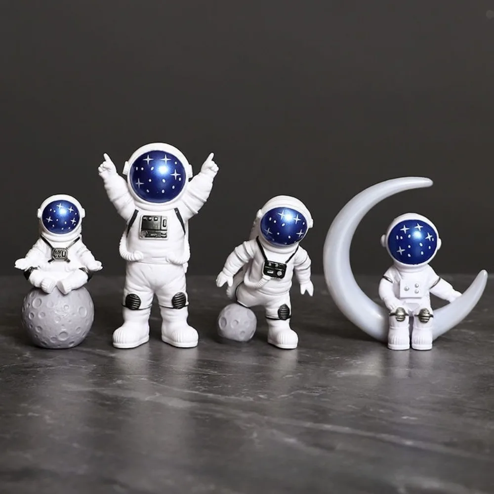 4PCS Astronaut Figure Statue Figurine Spaceman Sculpture Educational Toys Desktop Home Decoration Astronaut Model For Kids Gifts