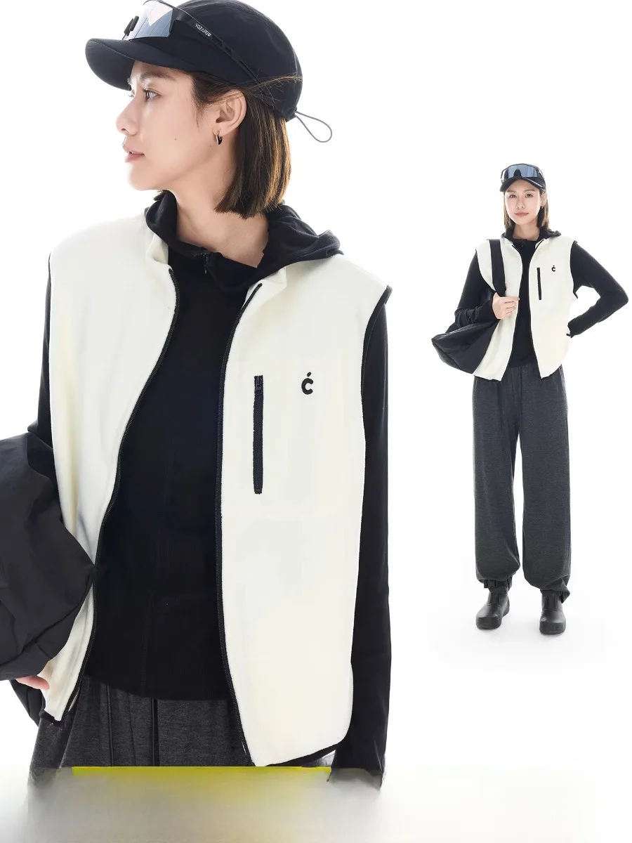 

Женский многослойный жилет Cloud Life Cr Fce с высоким воротником, весенне-осенняя верхняя одежда, полиэфирное волокно, застежка-молния