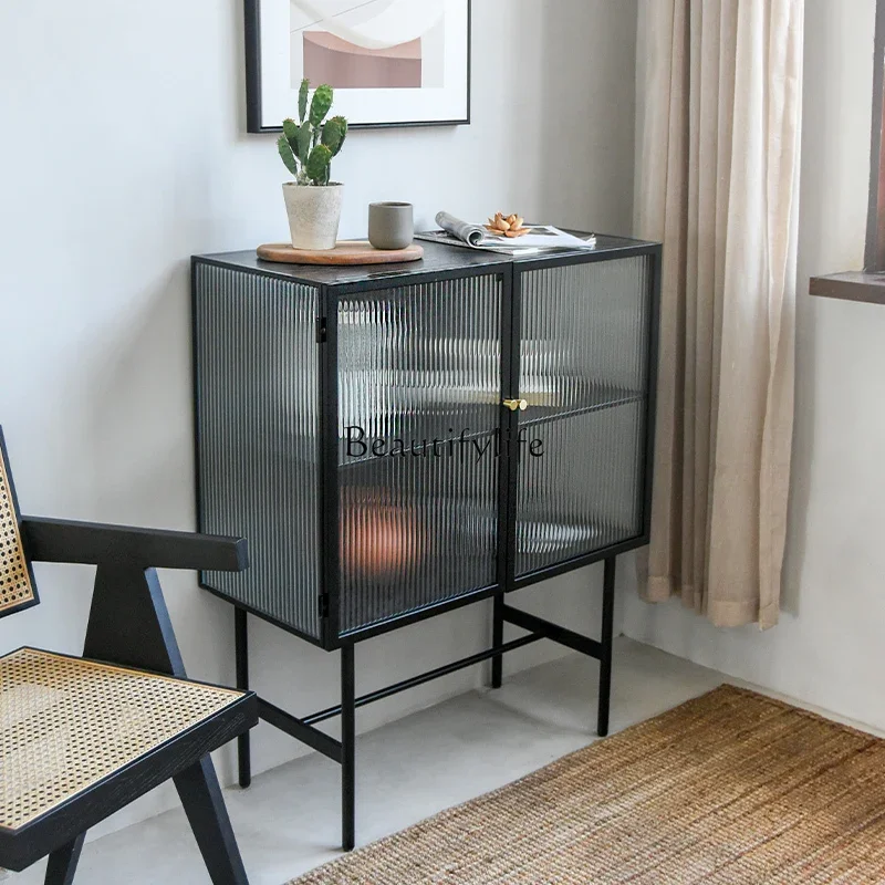 Modern simple storage, living room against the wall, dining side cabinet, light luxury Nordic Changhong glass storage cabinet