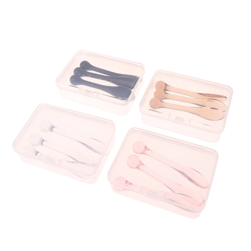Espátulas acrílicas para cosméticos, cuchara con caja, mascarilla para crema Facial, cuchara mezcladora de barro, herramientas de belleza, rodillo absorbente, aplicador Facial, 1/3 Uds.