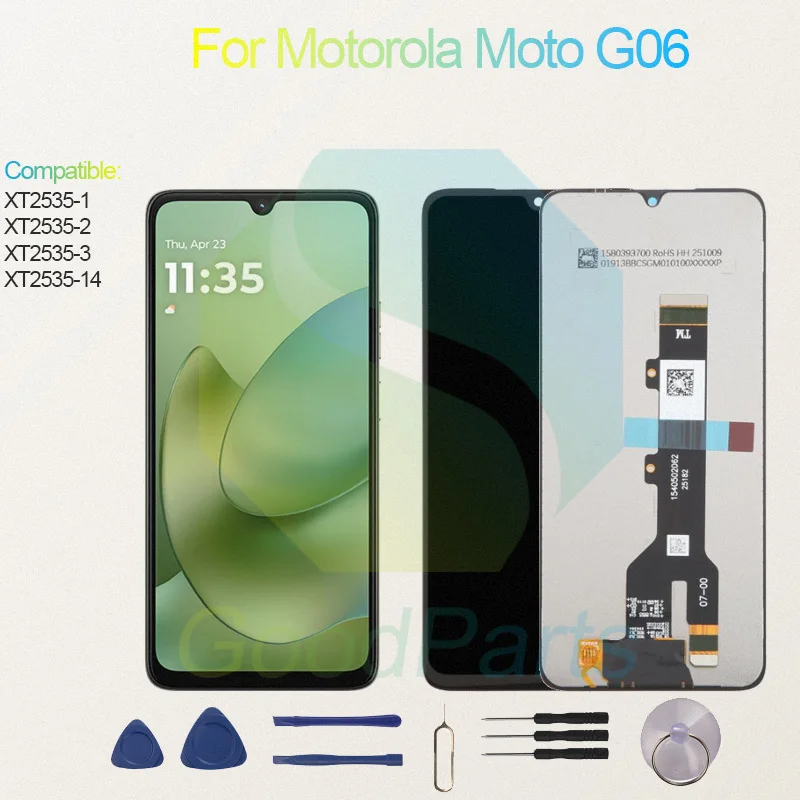 Teste antes do envio para Motorola Moto G06: conjunto de painel digitalizador de tela sensível ao toque e tela LCD XT2535-1/2/3/14, tela Moto G06