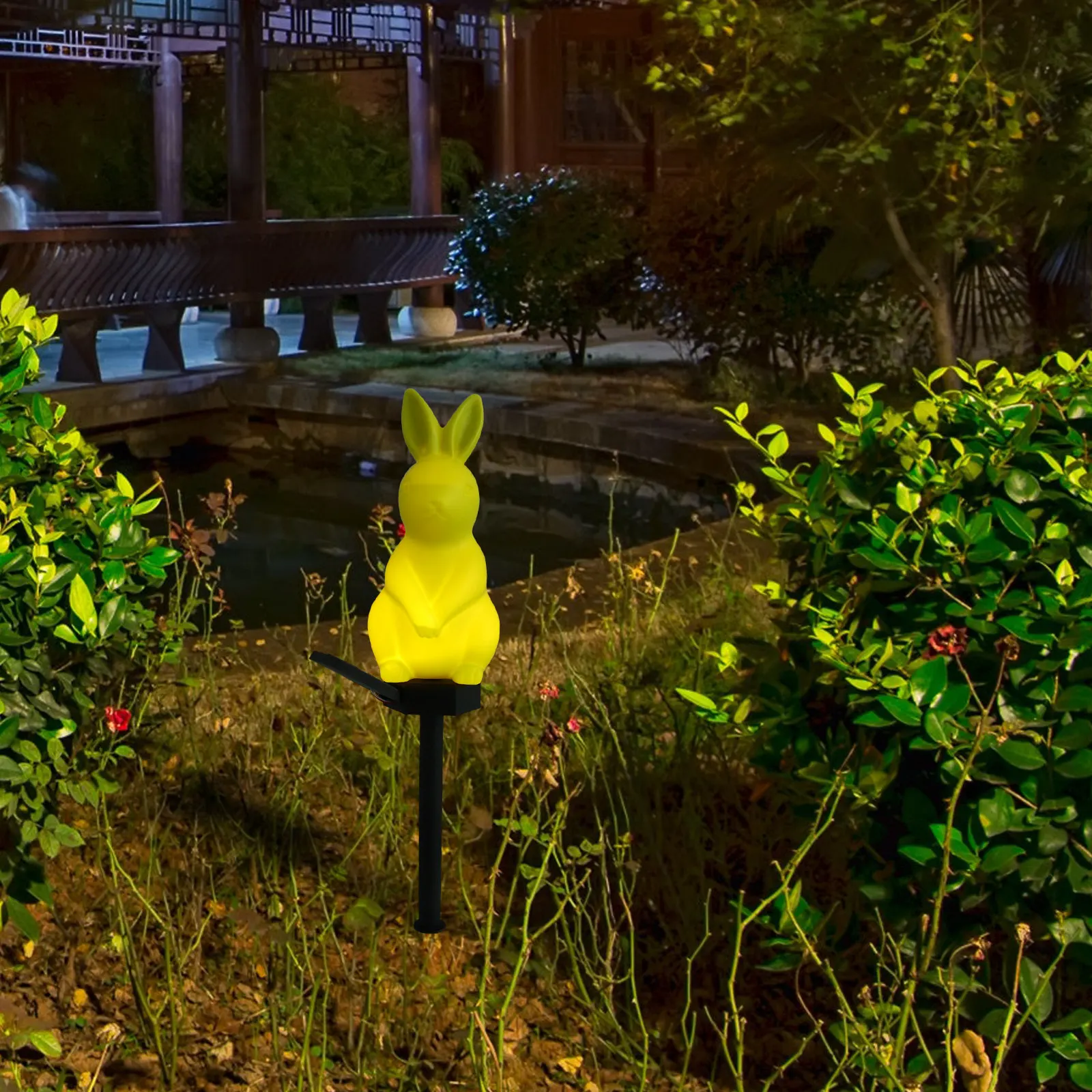 

Солнечный садовый светильник в форме кролика, пасхальный светильник, уличный светодиодный садовый светильник на солнечной энергии, пасхальный ландшафтный декор, садовая лампа-кролик