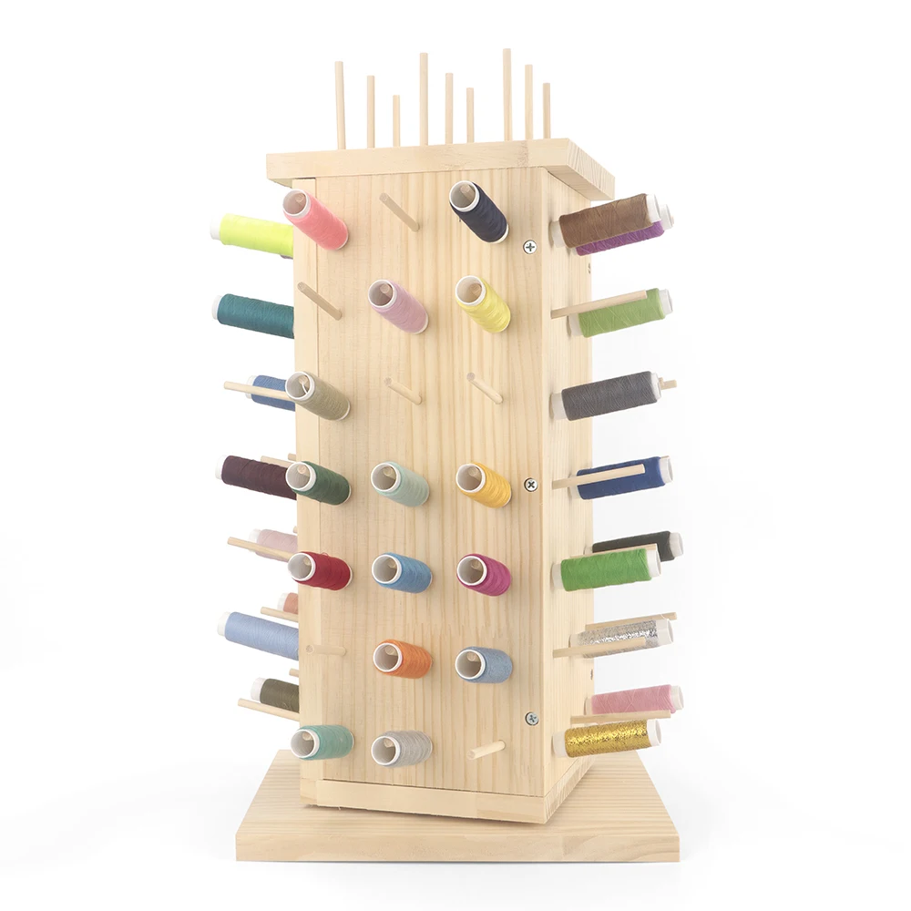 

360° Fully Rotating Wooden Thread Rack/Thread Holder Organizer-DIY Sewing,Quilting,Embroidery,Hair-braiding & Jewelry-93 Spools