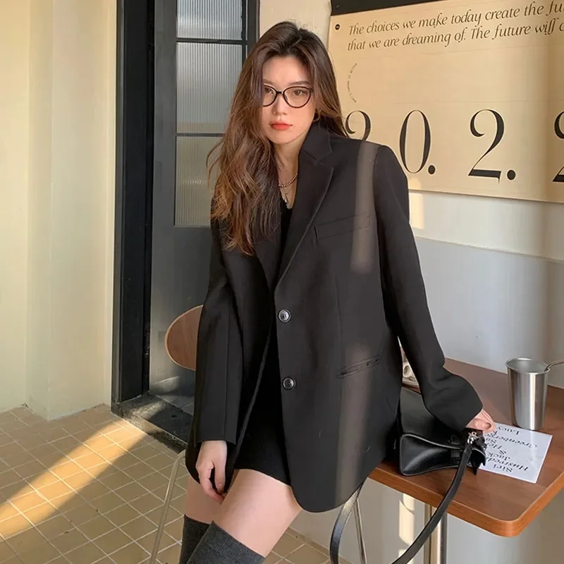 2025 Women High-end Casual Blazer Outwear Spring Autumn Ladies Fashion Solid Color Suit Outwear Korean Female Long Sleeves Coat