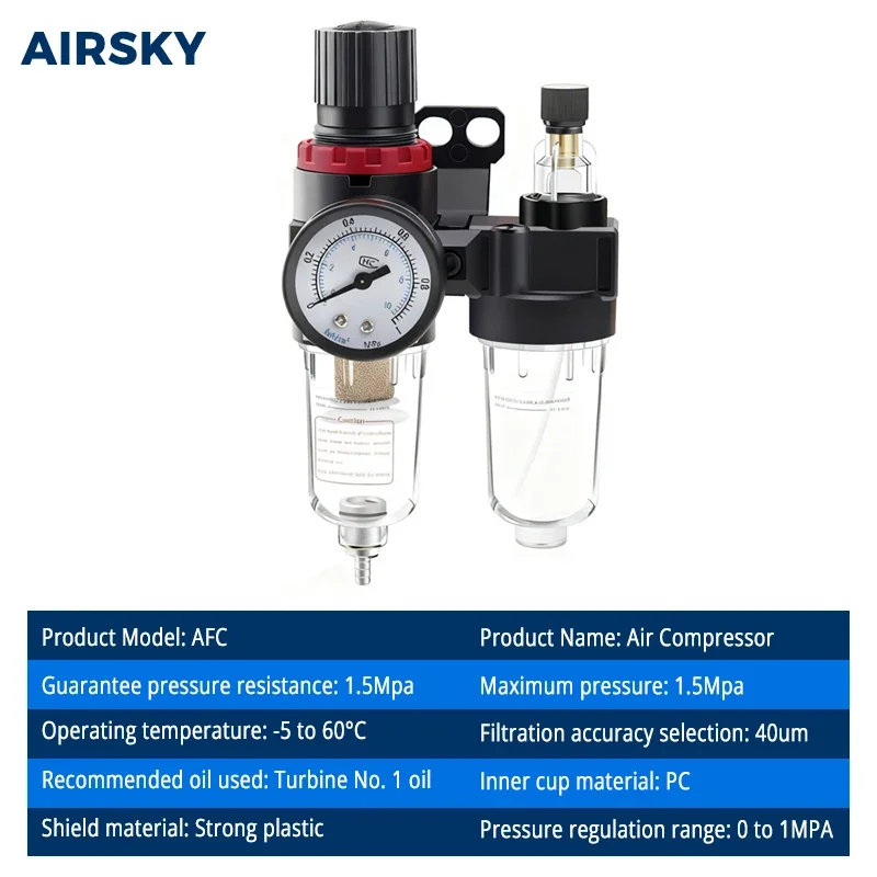 AFC2000 AFR2000 AL2000 G1/4 Air Compressor Oil Water Separator Filter Pressure Regulator Reducing Valve Pneumatic Parts