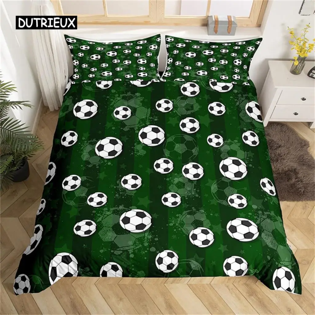 Boys or Girl 3D Football Duvet Cover Set Comforter Cover Ball Sport Theme Bedding Set Single Twin for Kids Teens Gift Bedroom