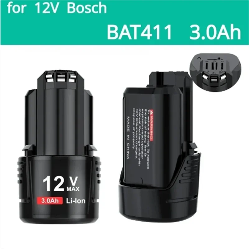 Li-ion Rechargeable Battery for Bosch, Battery Charger, 12V, 10.8V, 4000Ah, BAT411, BAT411A, BAT412, BAT412A, BAT413, BAT413