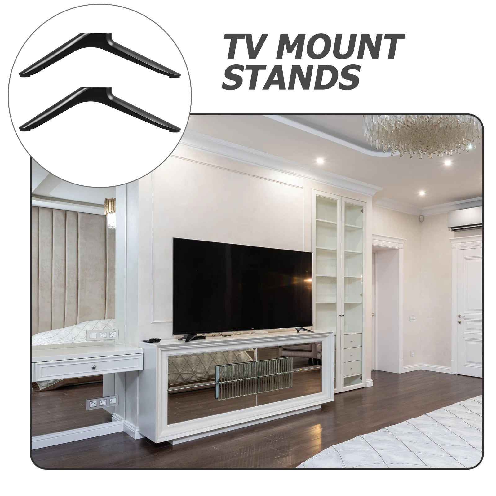 

2pcs Holder Base Sturdy Television Base Stand Replacement Household Pedestal Support Rack For Home Bedroom Hotel Use