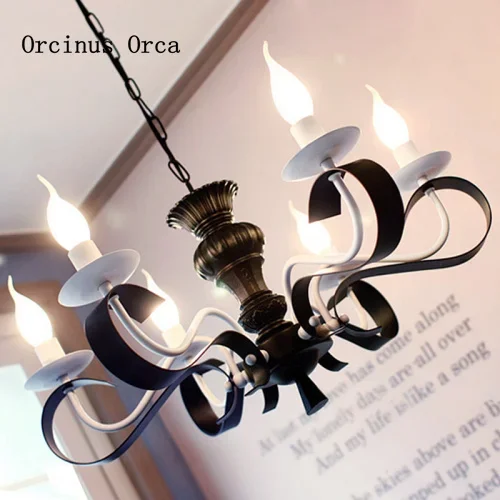 

Mediterranean creative Candle Chandelier living room restaurant bar Korean rural romantic decorative Iron Chandelier